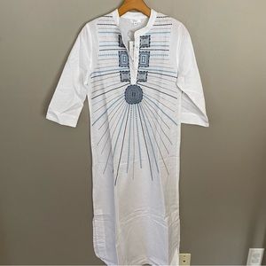 White linen/cotton blend maxi dress